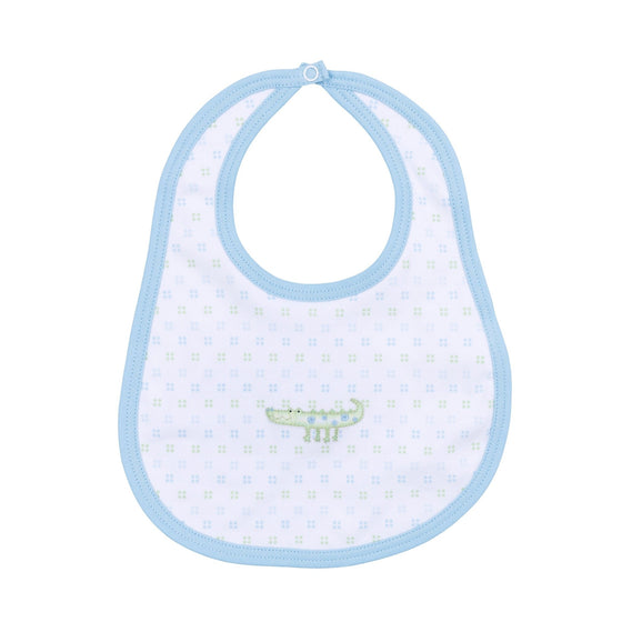 Alligator Pie Embroidered Bib - Light Blue - Magnolia BabyBib
