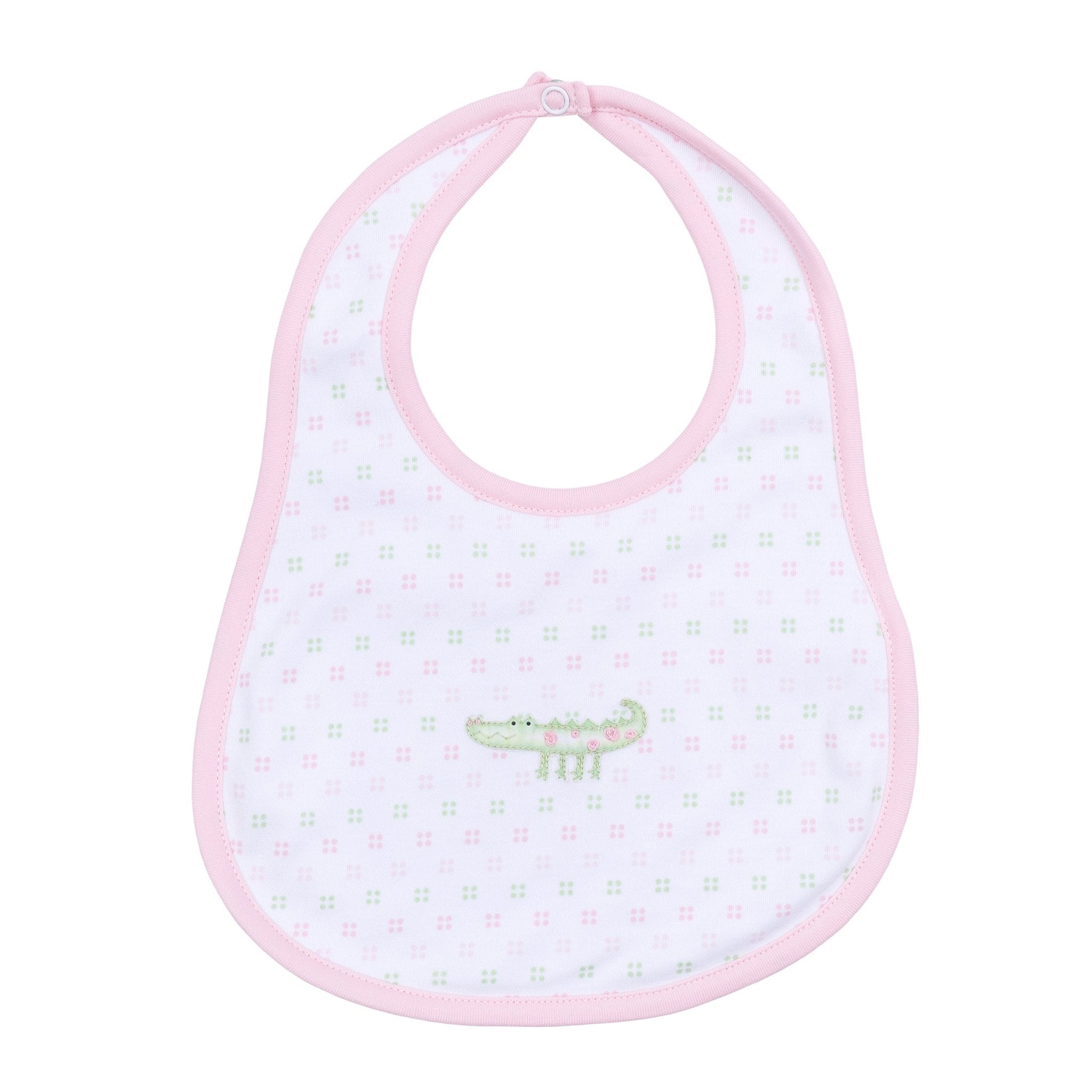 Alligator Pie Embroidered Bib - Pink - Magnolia BabyBib