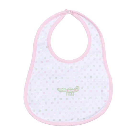 Alligator Pie Embroidered Bib - Pink - Magnolia BabyBib