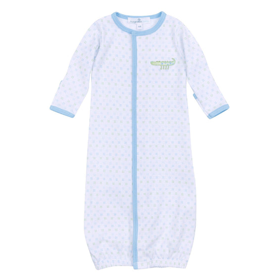 Alligator Pie Embroidered Converter - Light Blue - Magnolia BabyConverter Gown