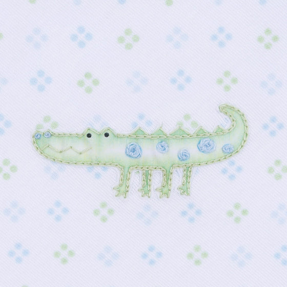 Alligator Pie Embroidered Footie - Light Blue - Magnolia BabyFootie