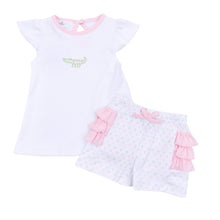  Alligator Pie Embroidered Ruffle Short Set - Pink - Magnolia BabyShort Set