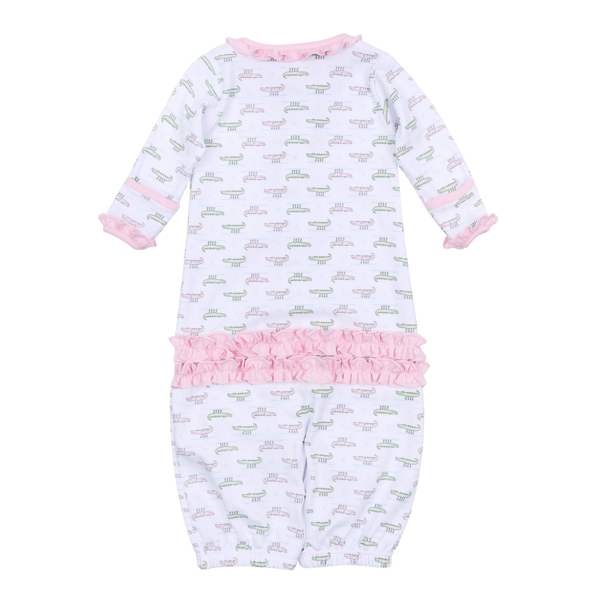 Alligator Pie Print Ruffle Converter - Pink - Magnolia BabyConverter Gown