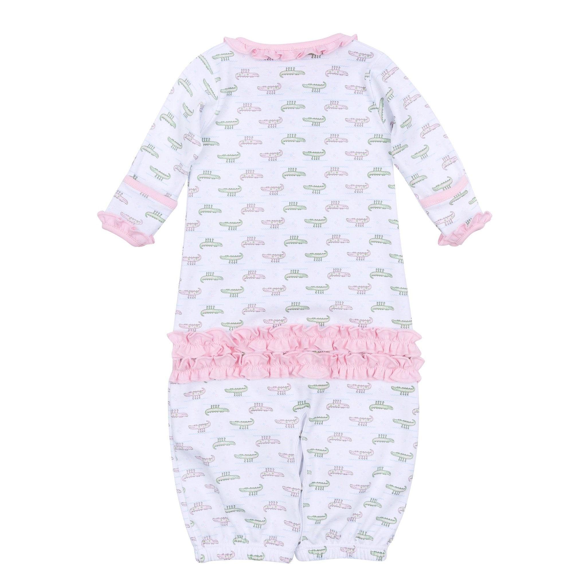 Alligator Pie Print Ruffle Converter - Pink - Magnolia BabyConverter Gown