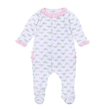  Alligator Pie Print Ruffle Footie - Pink - Magnolia BabyFootie