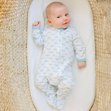  Alligator Pie Print Zip Footie - Light Blue - Magnolia BabyFootie