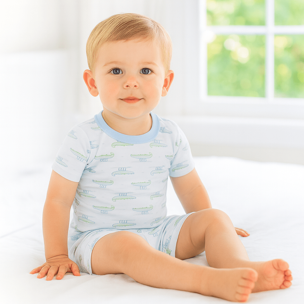 Alligator Pie Short Pajamas - Light Blue - Magnolia BabyShort Pajamas