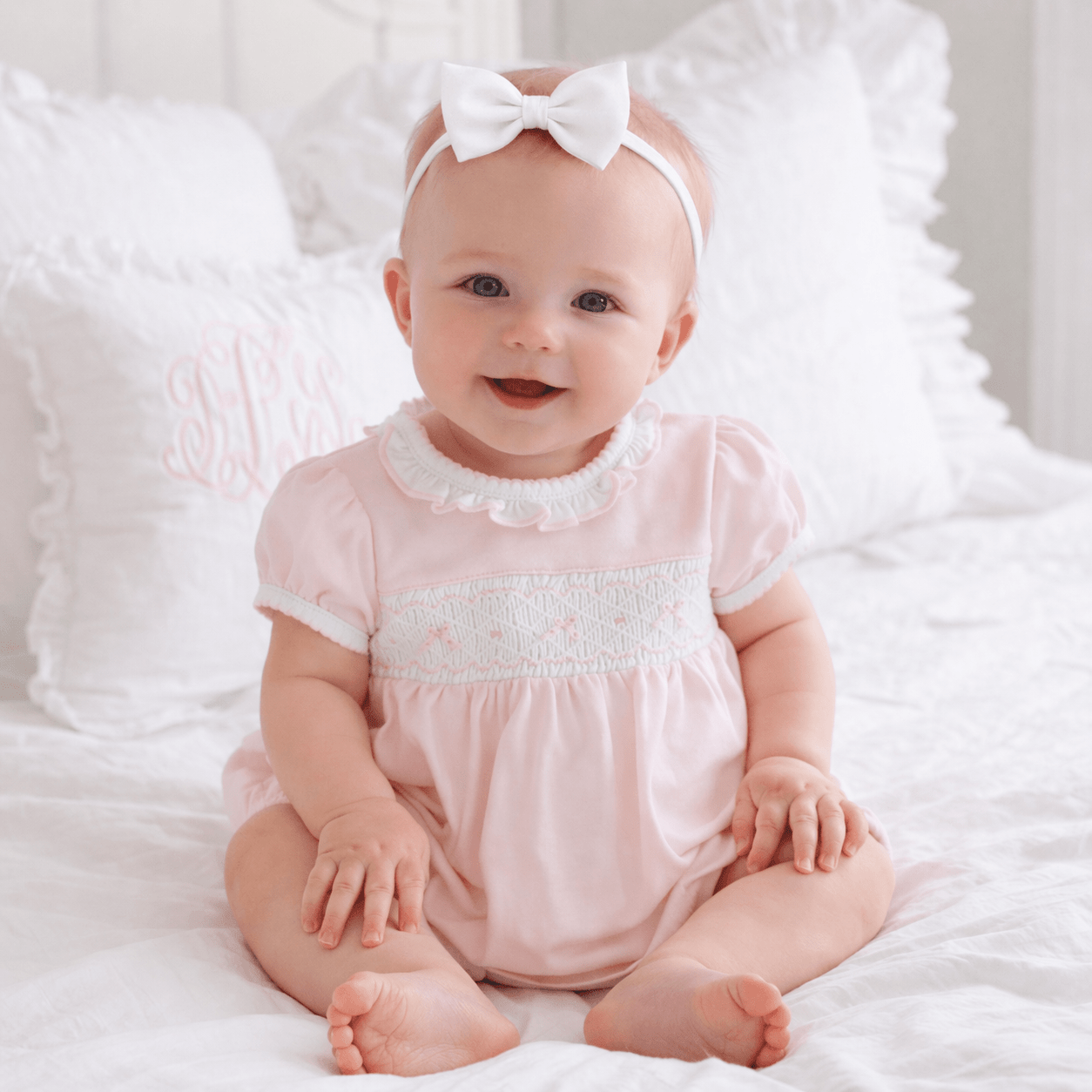 Amelia's Classics Smocked Bubble + Headband - Magnolia BabyBaby Gift Set