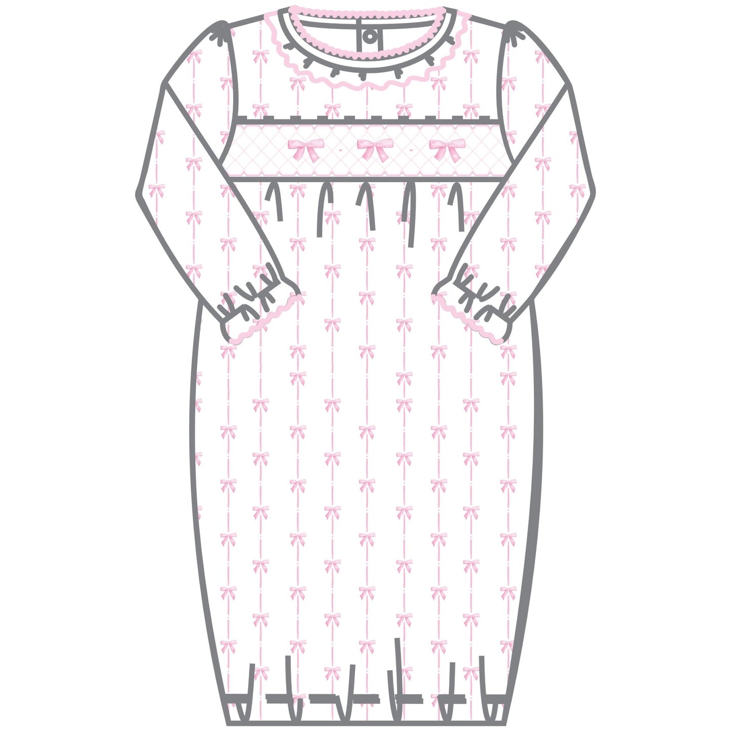 Amelia's Classics Smocked Gathered Gown - Magnolia BabyGown