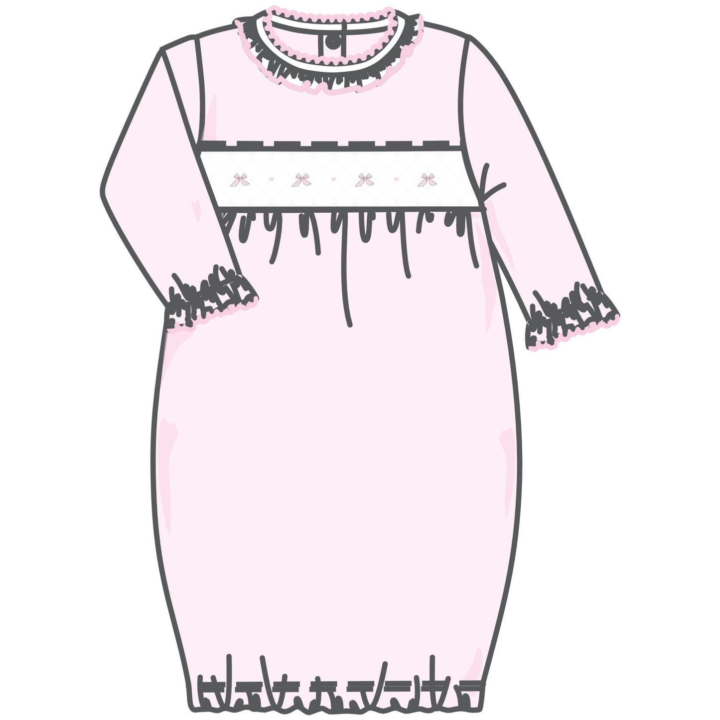 Amelia's Classics Solid Smocked Gathered Gown - Magnolia BabyGown