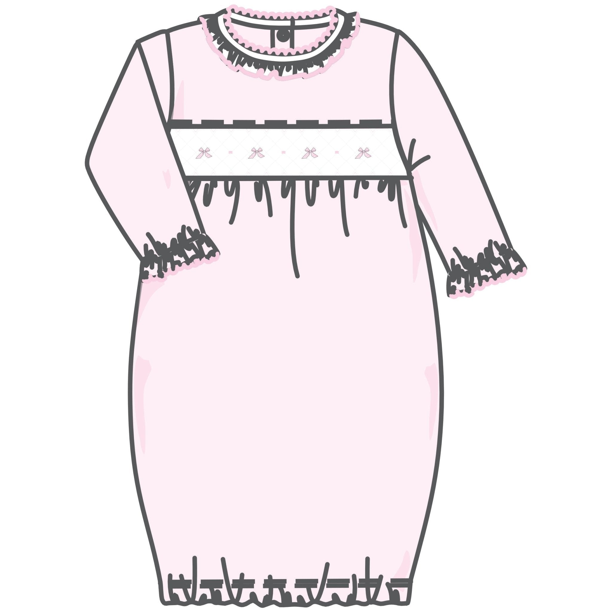 Amelia's Classics Solid Smocked Gathered Gown - Magnolia BabyGown