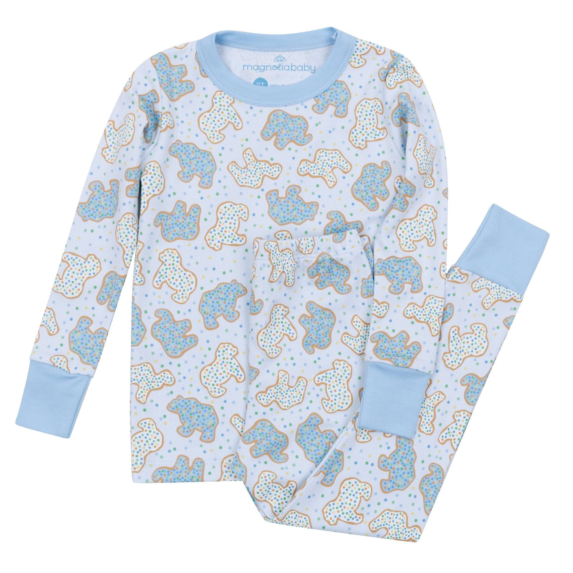 Animal Crackers Long Pajamas - Light Blue - Magnolia BabyLong Pajamas