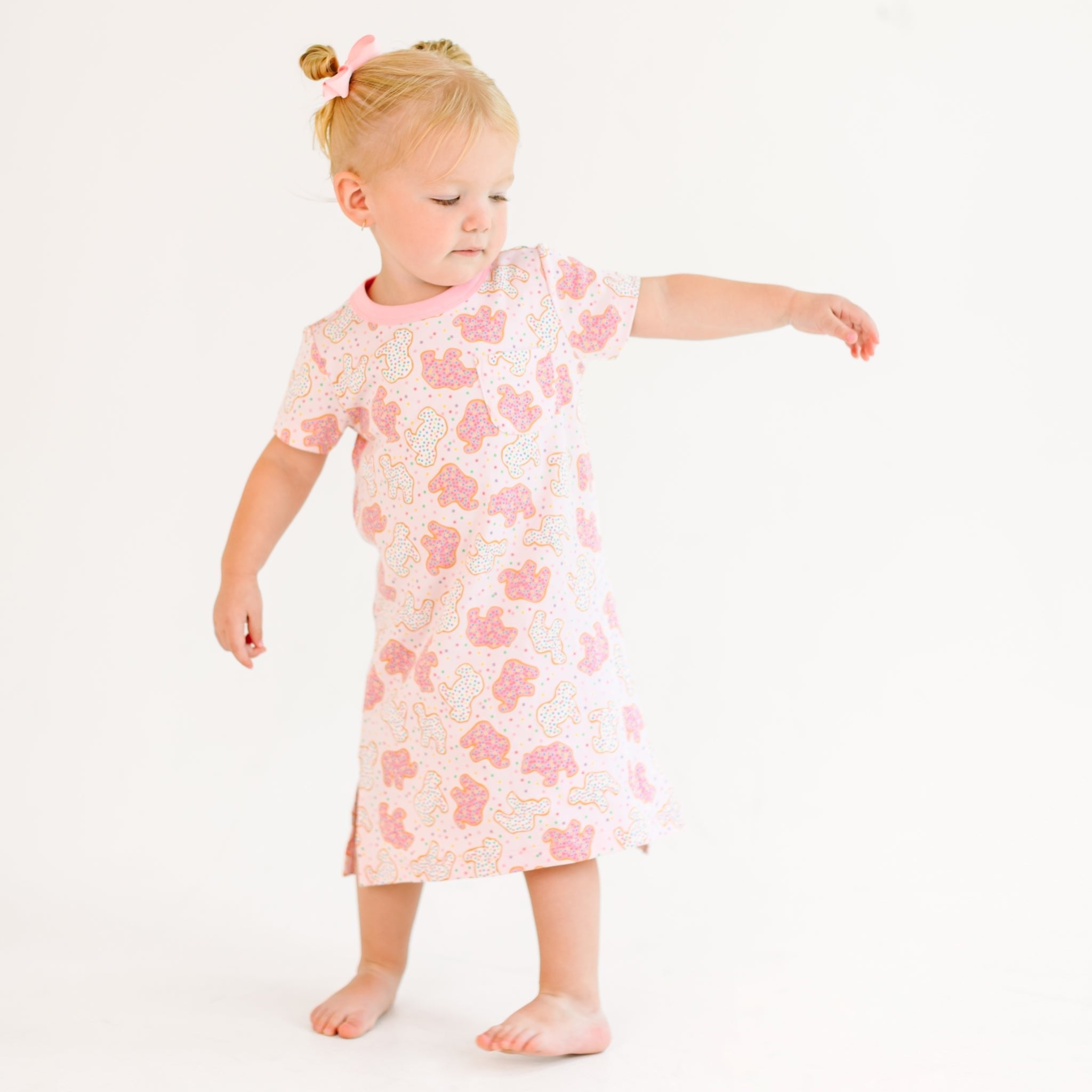 Animal Crackers Short Sleeve Nightdress - Pink - Magnolia BabyNightdress