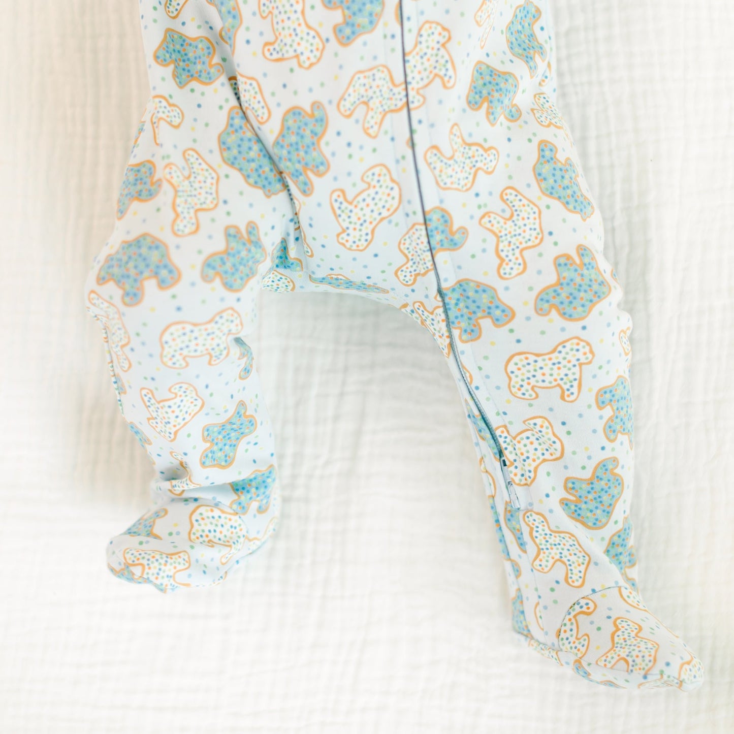 Animal Crackers Zip Footie - Light Blue - Magnolia BabyFootie