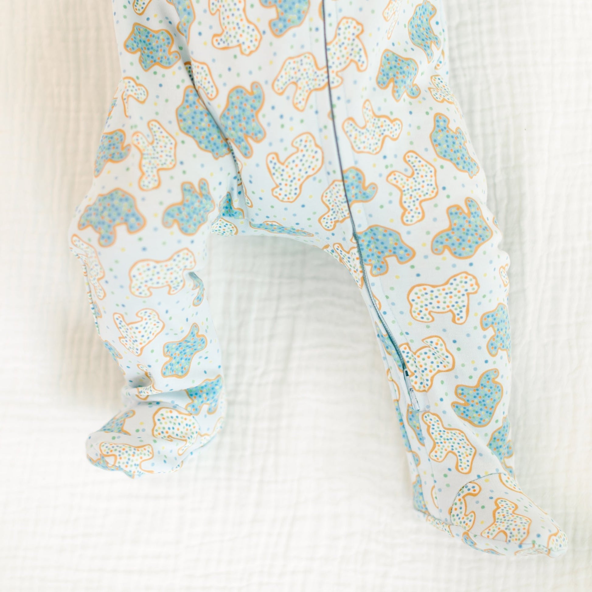Animal Crackers Zip Footie - Light Blue - Magnolia BabyFootie