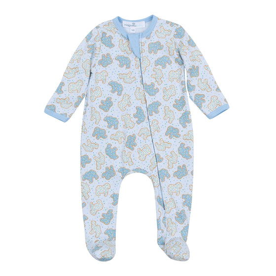 Animal Crackers Zip Footie - Light Blue - Magnolia BabyFootie