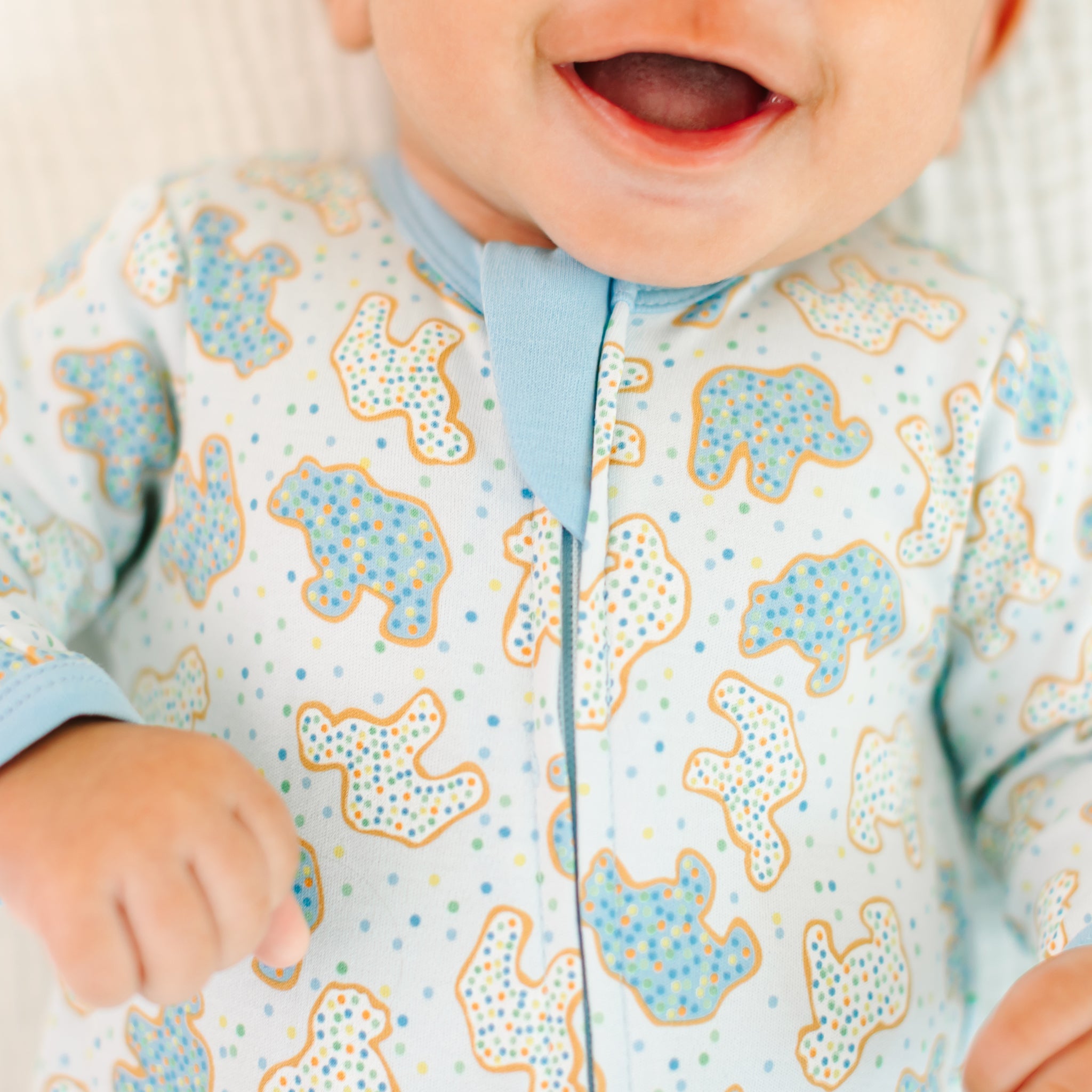 Animal Crackers Zip Footie - Light Blue - Magnolia BabyFootie