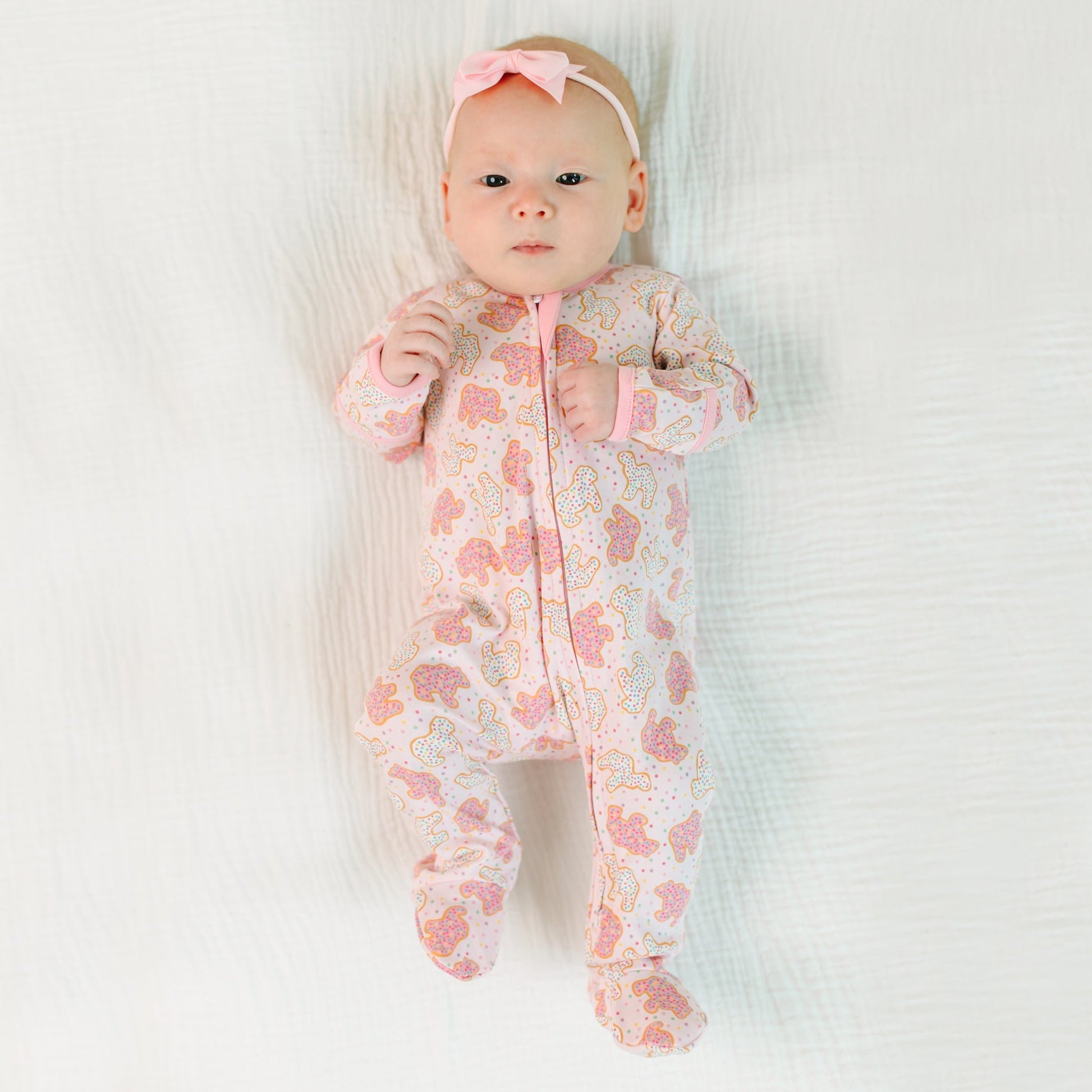 Animal Crackers Zip Footie - Pink - Magnolia BabyFootie