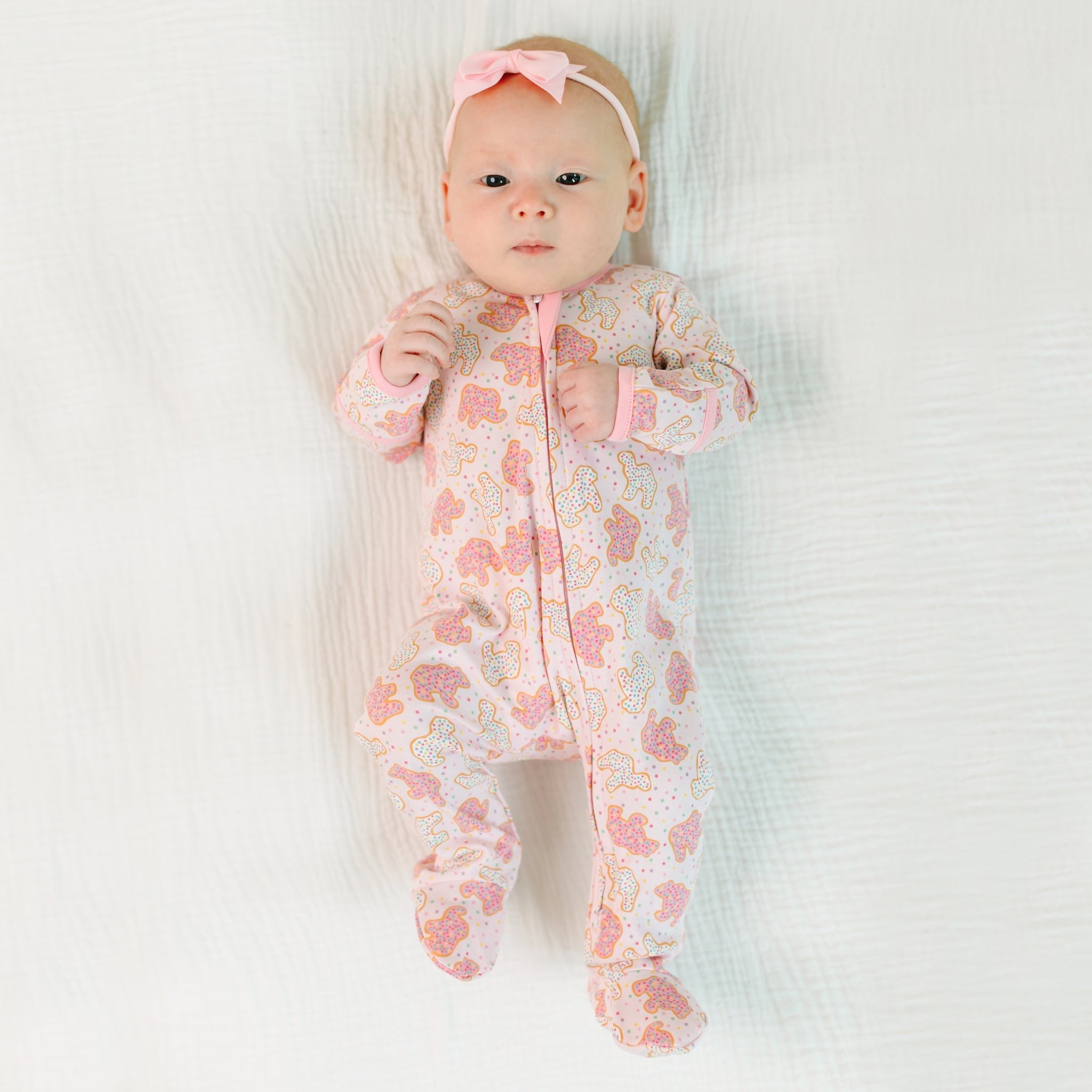 Animal Crackers Zip Footie - Pink - Magnolia BabyFootie