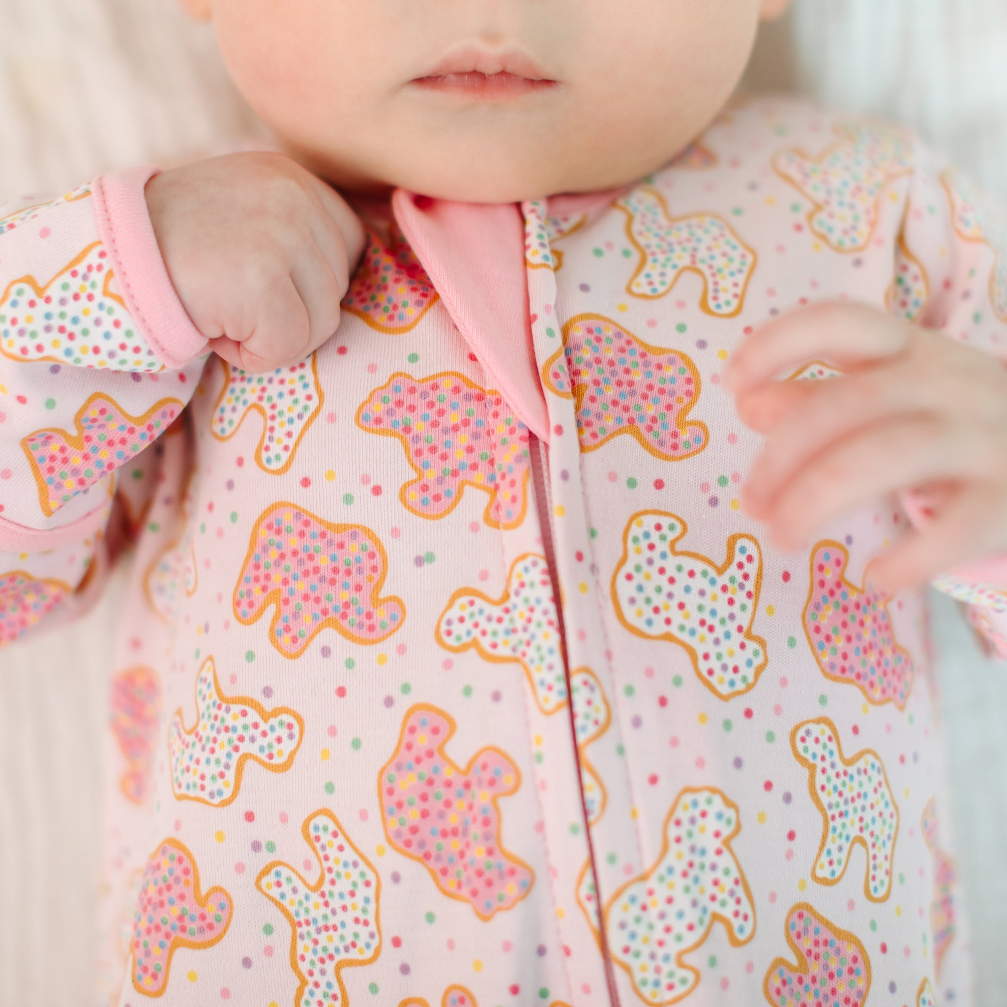 Animal Crackers Zip Footie - Pink - Magnolia BabyFootie