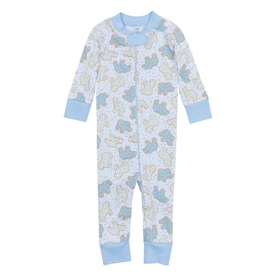 Animal Crackers Zip Pajamas - Light Blue - Magnolia BabyZipper Pajamas
