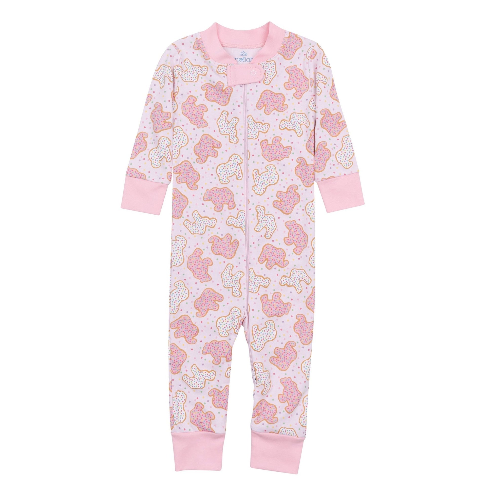 Animal Crackers Zip Pajamas - Pink - Magnolia BabyZipper Pajamas