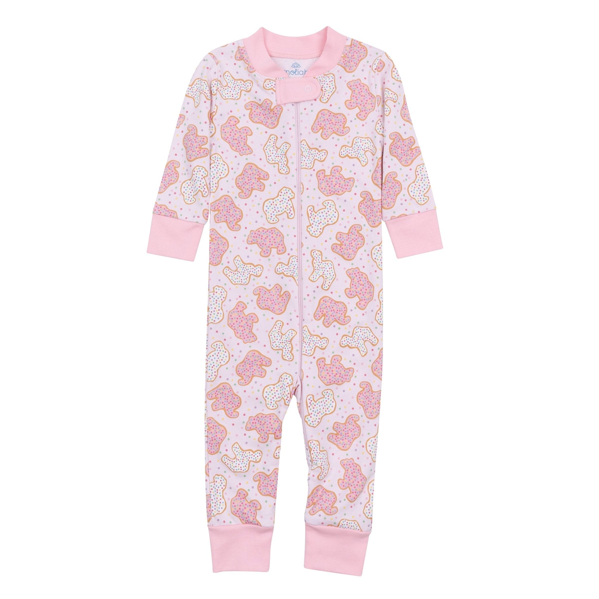 Animal Crackers Zip Pajamas - Pink - Magnolia BabyZipper Pajamas