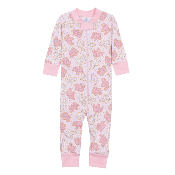 Animal Crackers Zip Pajamas - Pink - Magnolia BabyZipper Pajamas
