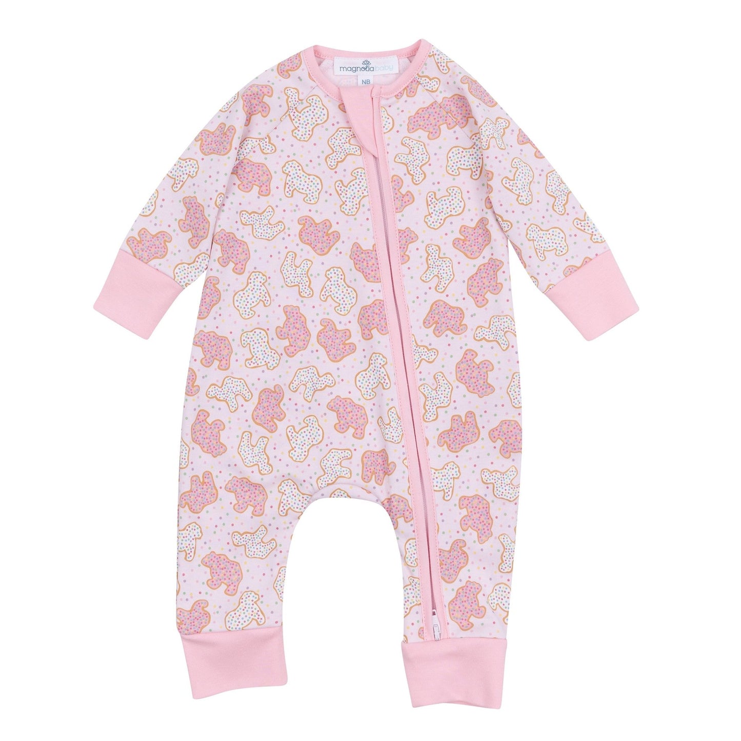 Animal Crackers Zip Playsuit - Pink - Magnolia BabyPlaysuit