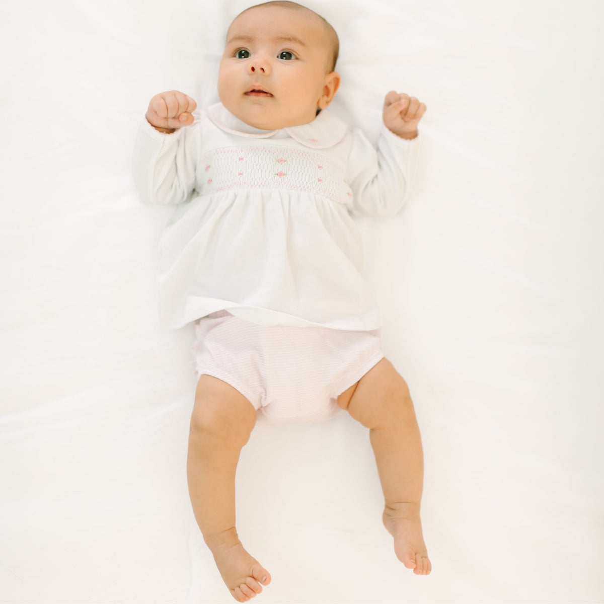 Magnolia Baby_Anna Smocked Ruffle Long Sleeve Diaper Cover Set - Pink_2