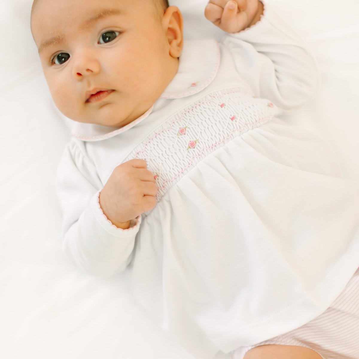 Magnolia Baby_Anna Smocked Ruffle Long Sleeve Diaper Cover Set - Pink_1