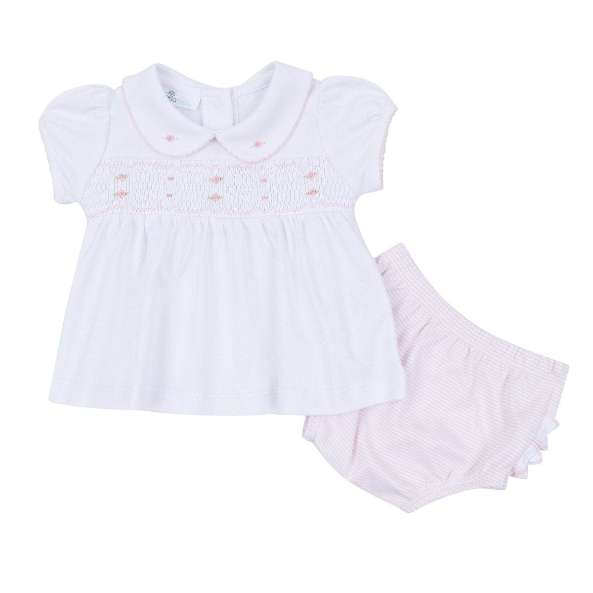 Magnolia Baby_Anna Smocked Ruffle Short Sleeve Diaper Cover Set - Pink_1
