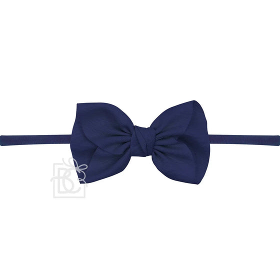 Anne Navy Blue Headband with Grosgrain Bow - Magnolia BabyHeadband