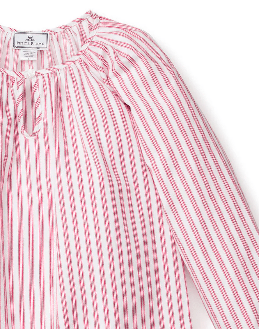 Antique Red Ticking Stripe Delphine Nightgown - Magnolia BabyNightdress