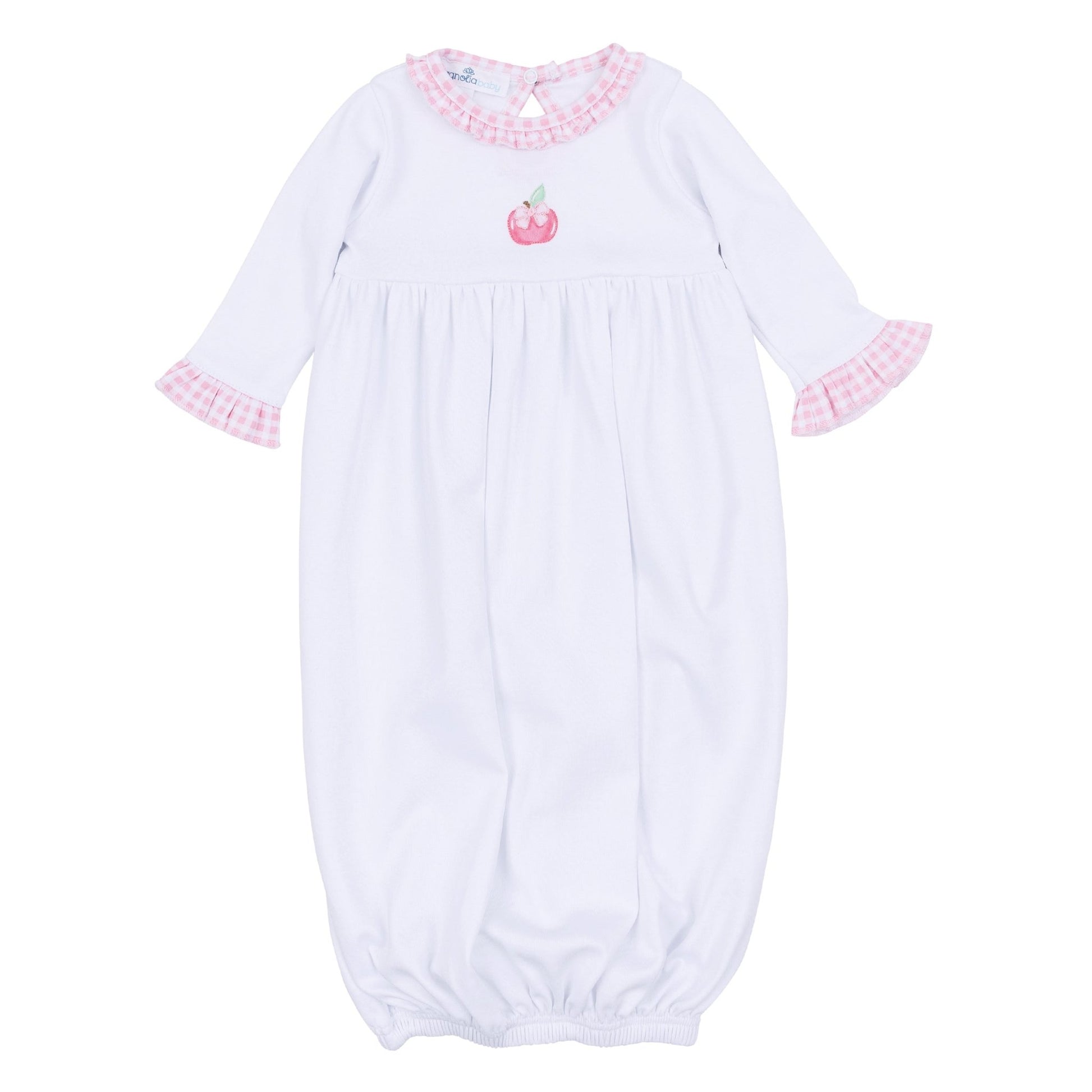 Apple of my Eye Embroidered Ruffle Gathered Gown - Magnolia BabyGown