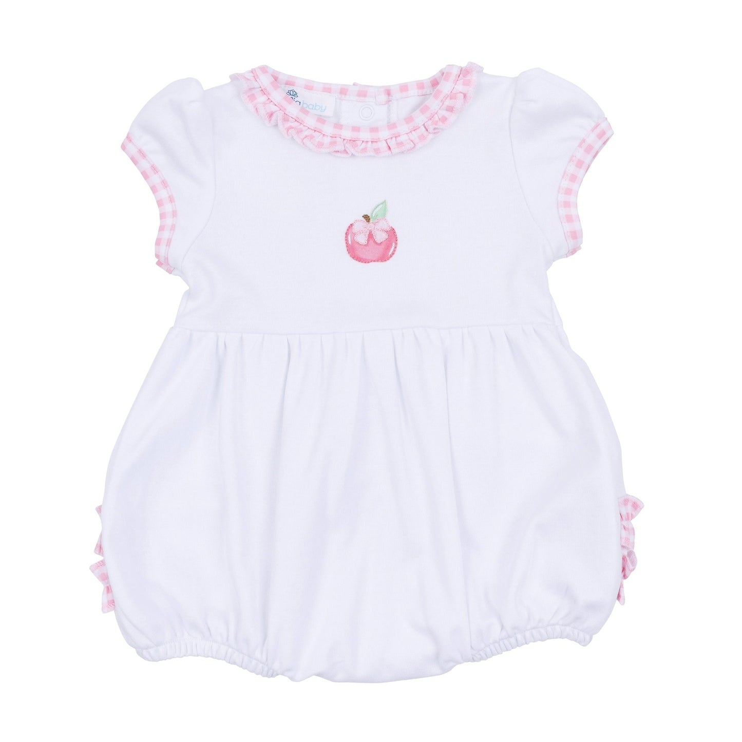 Apple of my Eye Embroidered Ruffle Short Sleeve Bubble - Magnolia BabyBubble