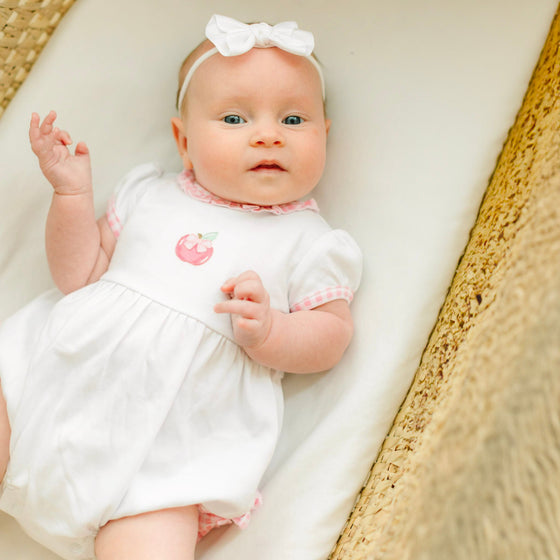 Apple of my Eye Embroidered Ruffle Short Sleeve Bubble - Magnolia BabyBubble