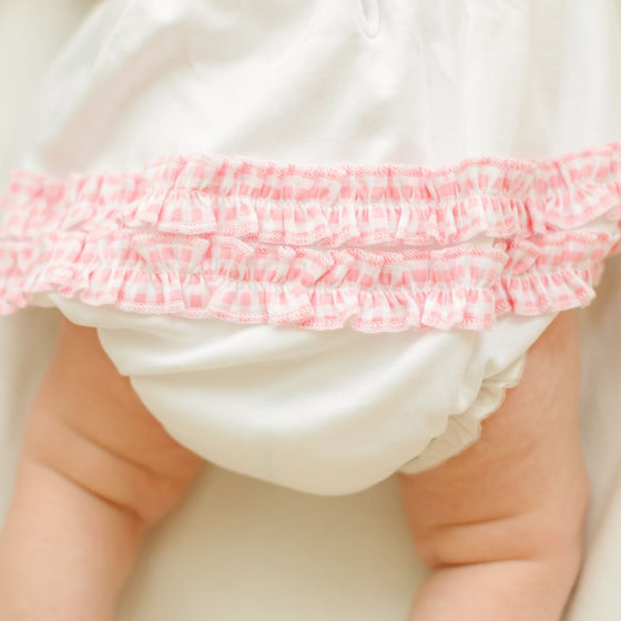Apple of my Eye Embroidered Ruffle Short Sleeve Bubble - Magnolia BabyBubble