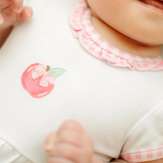 Apple of my Eye Embroidered Ruffle Short Sleeve Bubble - Magnolia BabyBubble