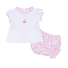  Apple of my Eye Embroidered Ruffle Short Sleeve Diaper Cover Set - Magnolia BabyDiaper Cover