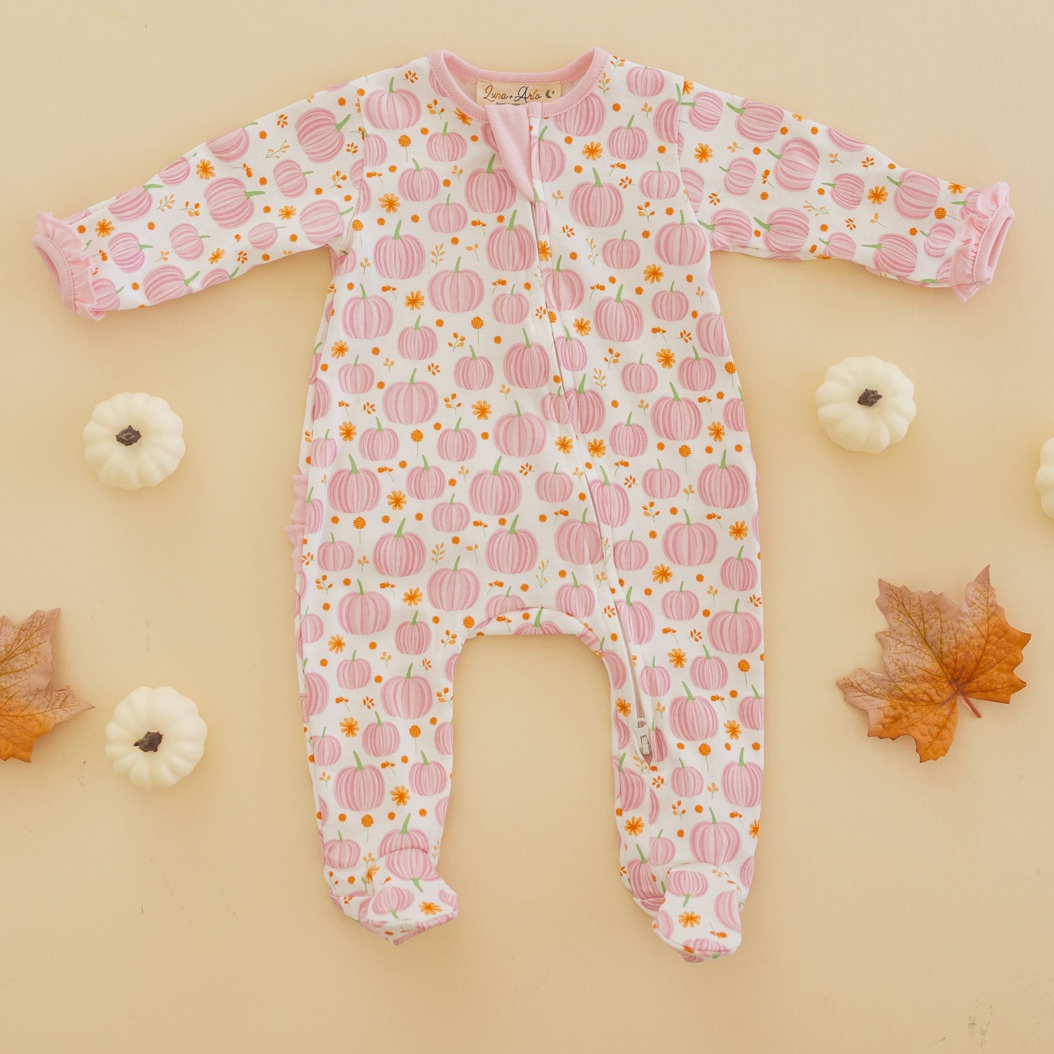 Autumn Blooms Zip Footie - Magnolia BabyFootie