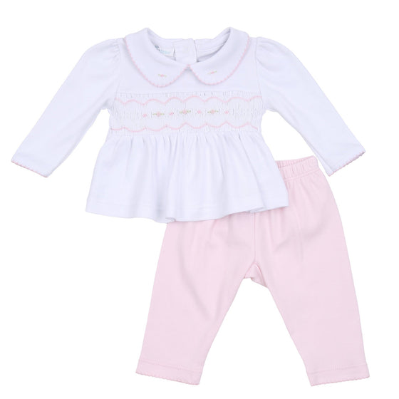 Ava and Archie Smocked 2pc Pant Set - Pink - Magnolia Baby2pc Pant Set