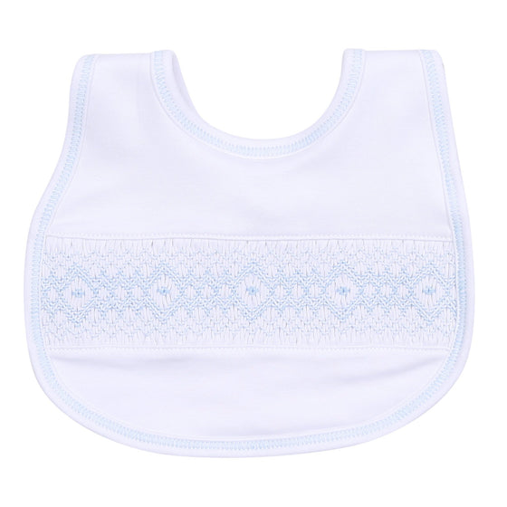 Ava and Archie Smocked Bib - Blue - Magnolia BabyBib