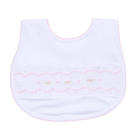 Ava and Archie Smocked Bib - Pink - Magnolia BabyBib