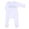 Ava and Archie Smocked Footie - Blue - Magnolia BabyFootie