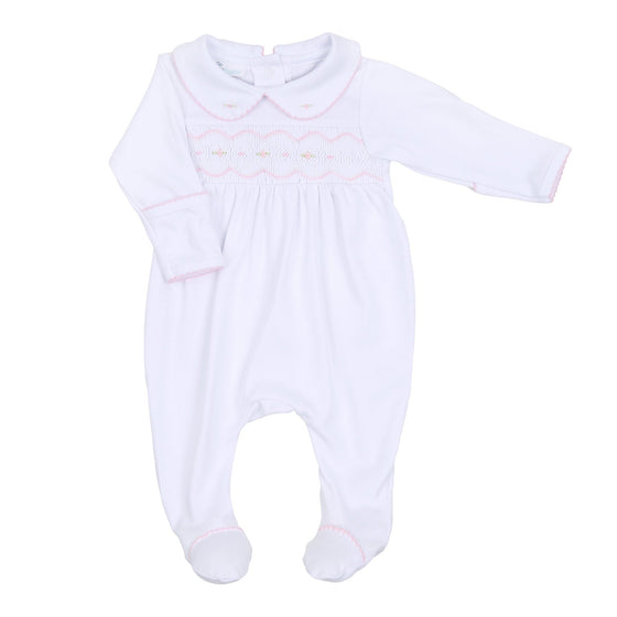 Ava and Archie Smocked Footie - Pink - Magnolia BabyFootie