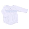 Ava and Archie Smocked Long Sleeve Bubble - Blue - Magnolia BabyBubble