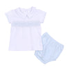 Ava and Archie Smocked Long Sleeve Diaper Cover Set - Blue - Magnolia BabyDiaper Cover