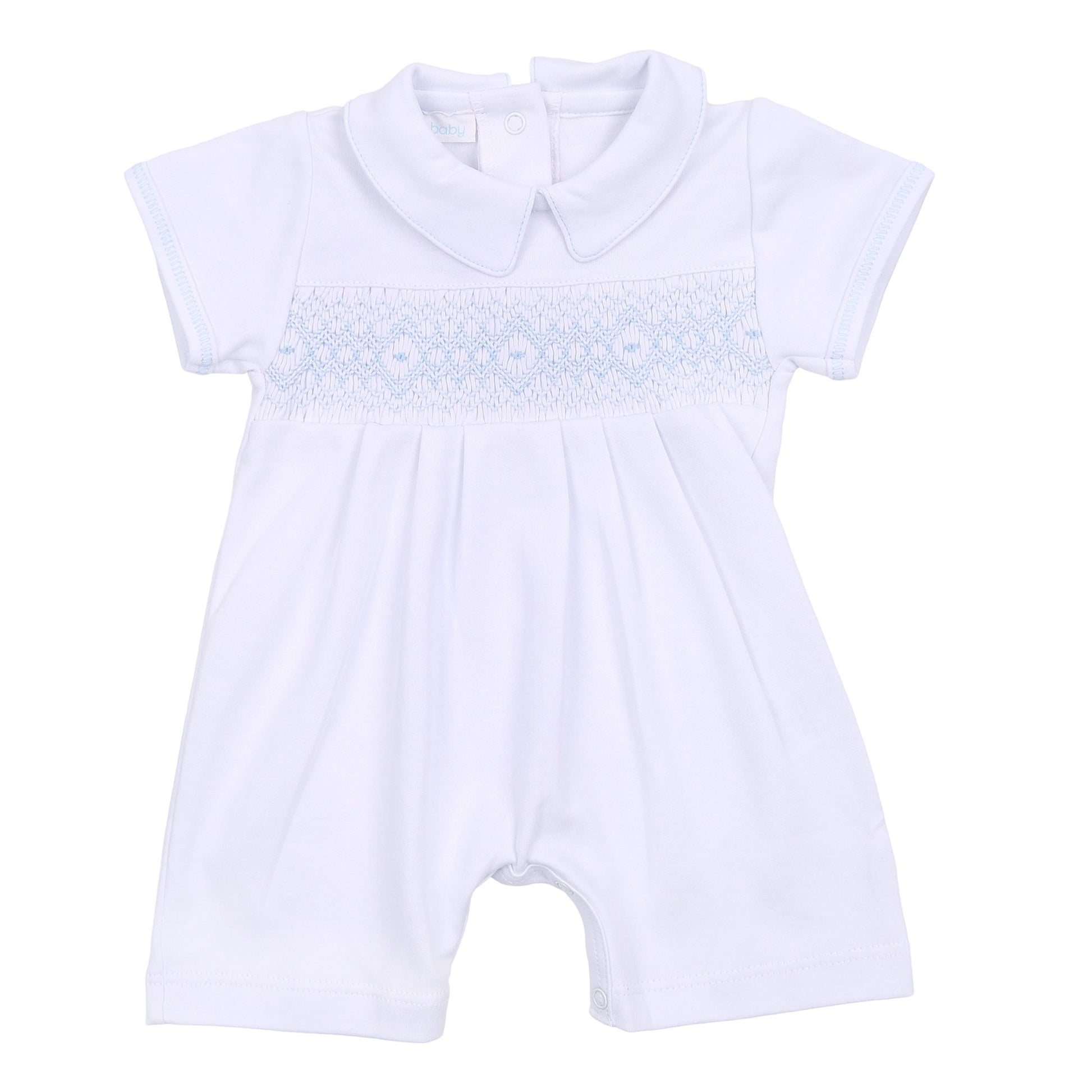 Ava and Archie Smocked Short Playsuit - Blue - Magnolia BabyShort Playsuit