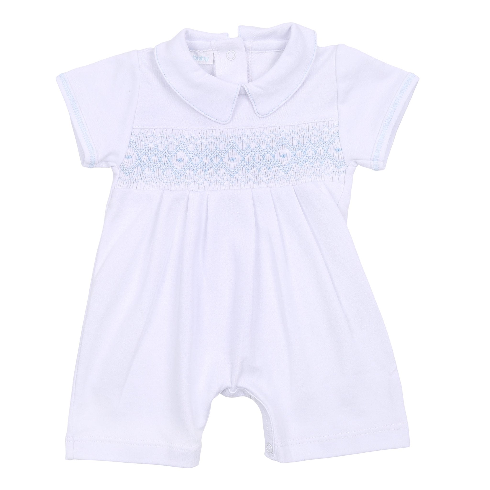 Ava and Archie Smocked Short Playsuit - Blue - Magnolia BabyShort Playsuit